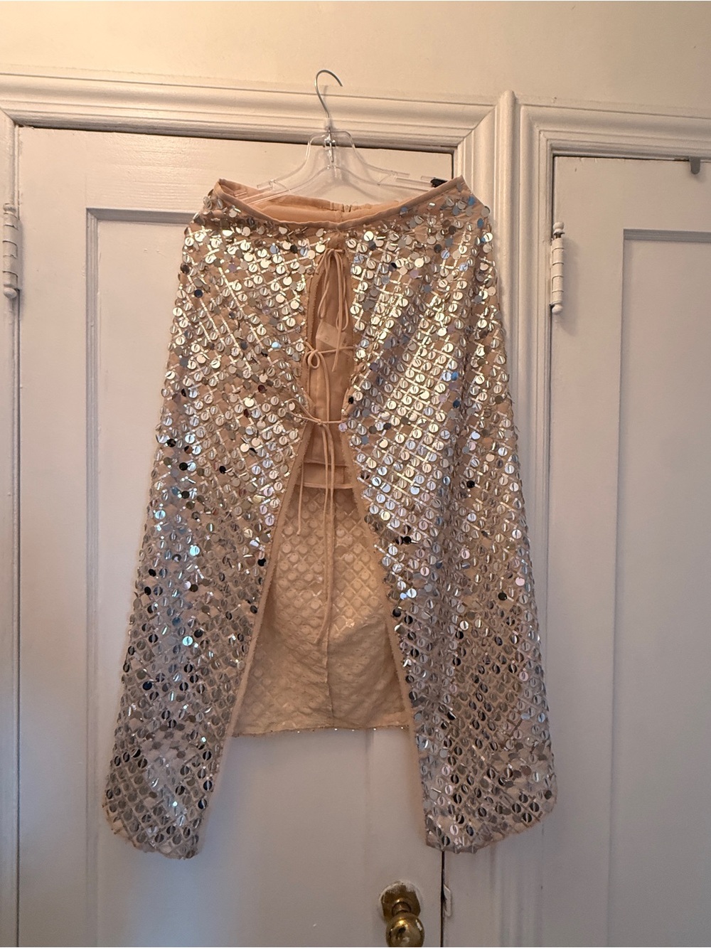 Zara Sequin-Embellished Beige Wrap Skirt size medium - Picture 3 of 4